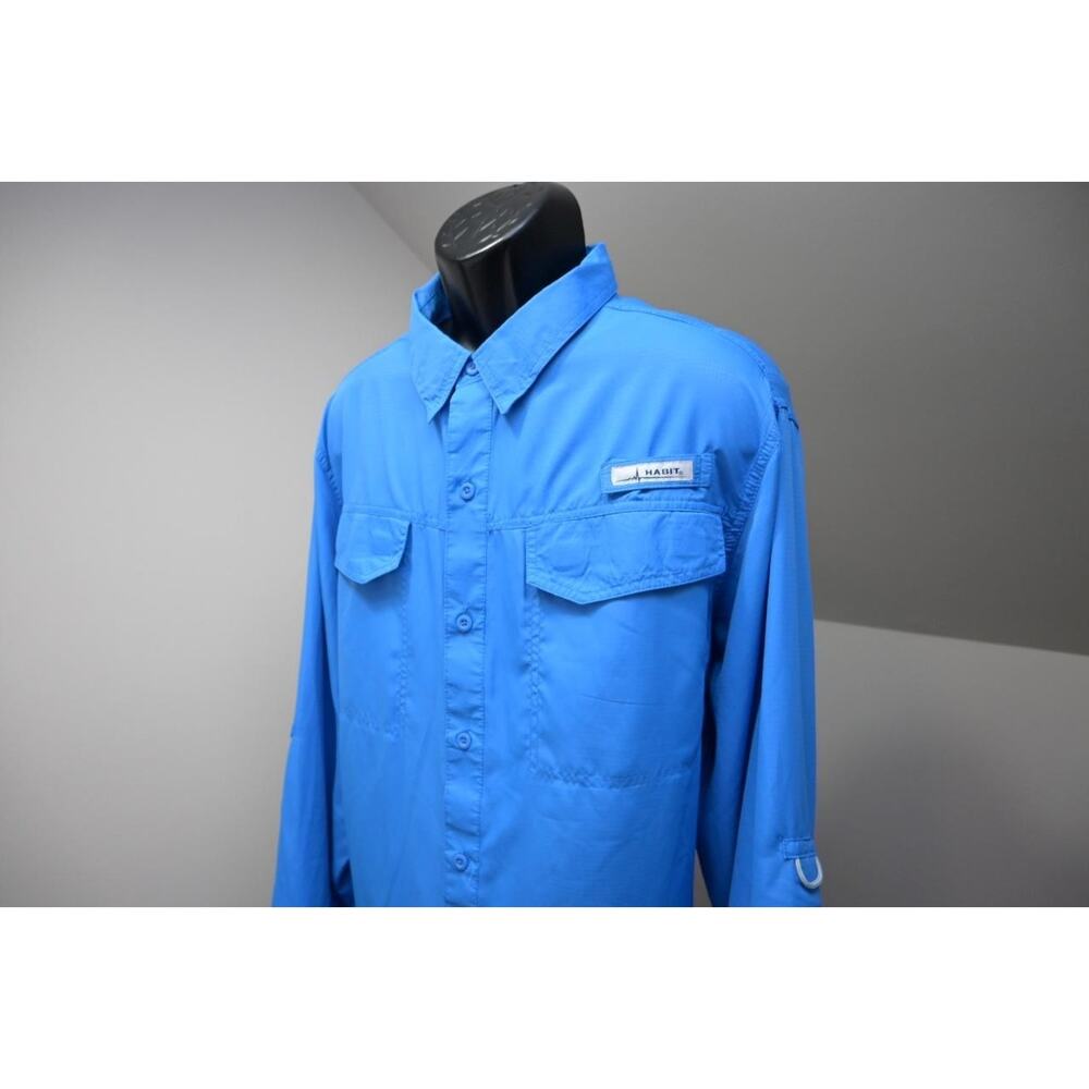 Habit Vented Fishing‎ Shirt Blue Long Sleeve Camping Outdoors Mens Size 2XL XXL